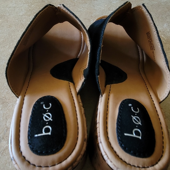 b.o.c Cork Wedge Platform Slides - Size 11 Black - Picture 3 of 11